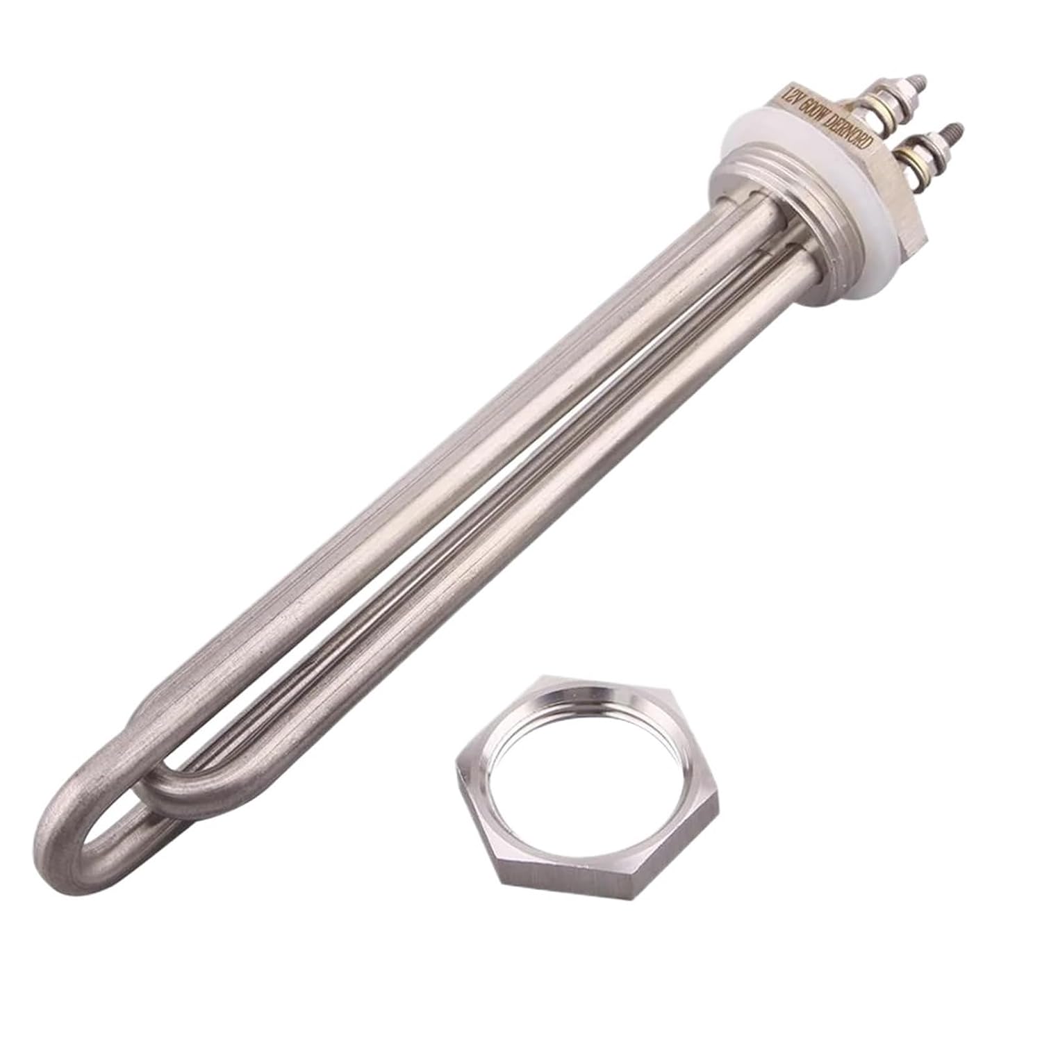 DN25 Immersion Tubular Electric Heater 12V 24V 36V 48V 300W 600W 900W 1200W 1500W 304SS Solar DC 1 inch Water Heating(with Accessories,12V_1200W)