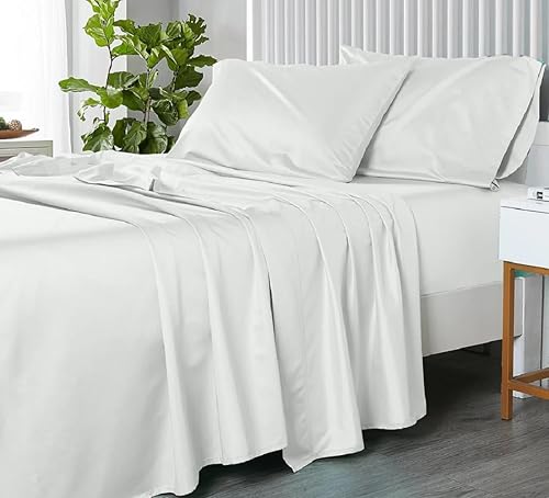 Royal Tradition Hecho en Estados Unidos - Juego de sábanas de algodón puro, bolsillos extra profundos (22 pulgadas), 608 hilos, sábanas de cama