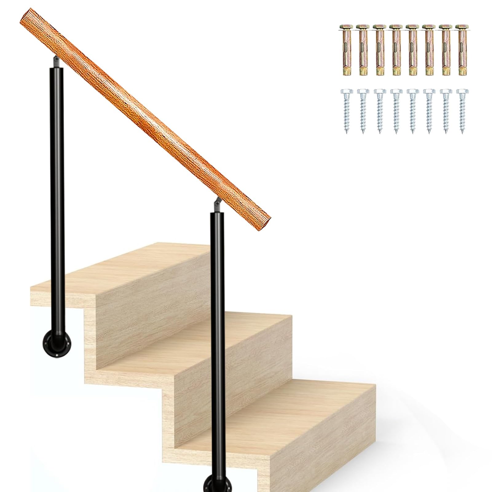 Rampes pour marches extérieures pour escalier de 2 à 3 marches en bois ou béton