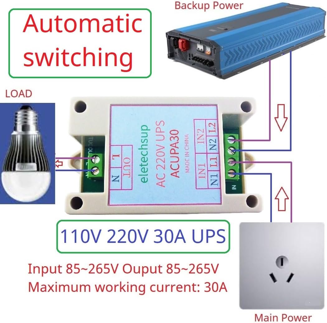 10A 220V Module 50 60HZ Automatic Power Transfer Switch for Household Appliances Refrigerator Fish Tank Air Conditioner (1 PCS 110V 220V 30A)