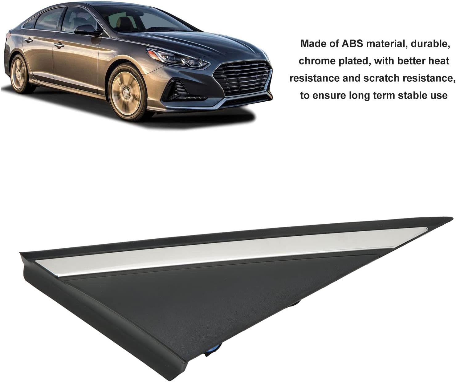 KIMISS Side View Mirror Triangle Trim, Front Right Corner Chrome Plated 86190 C1000 Replacement for Sonata 2015‑2019