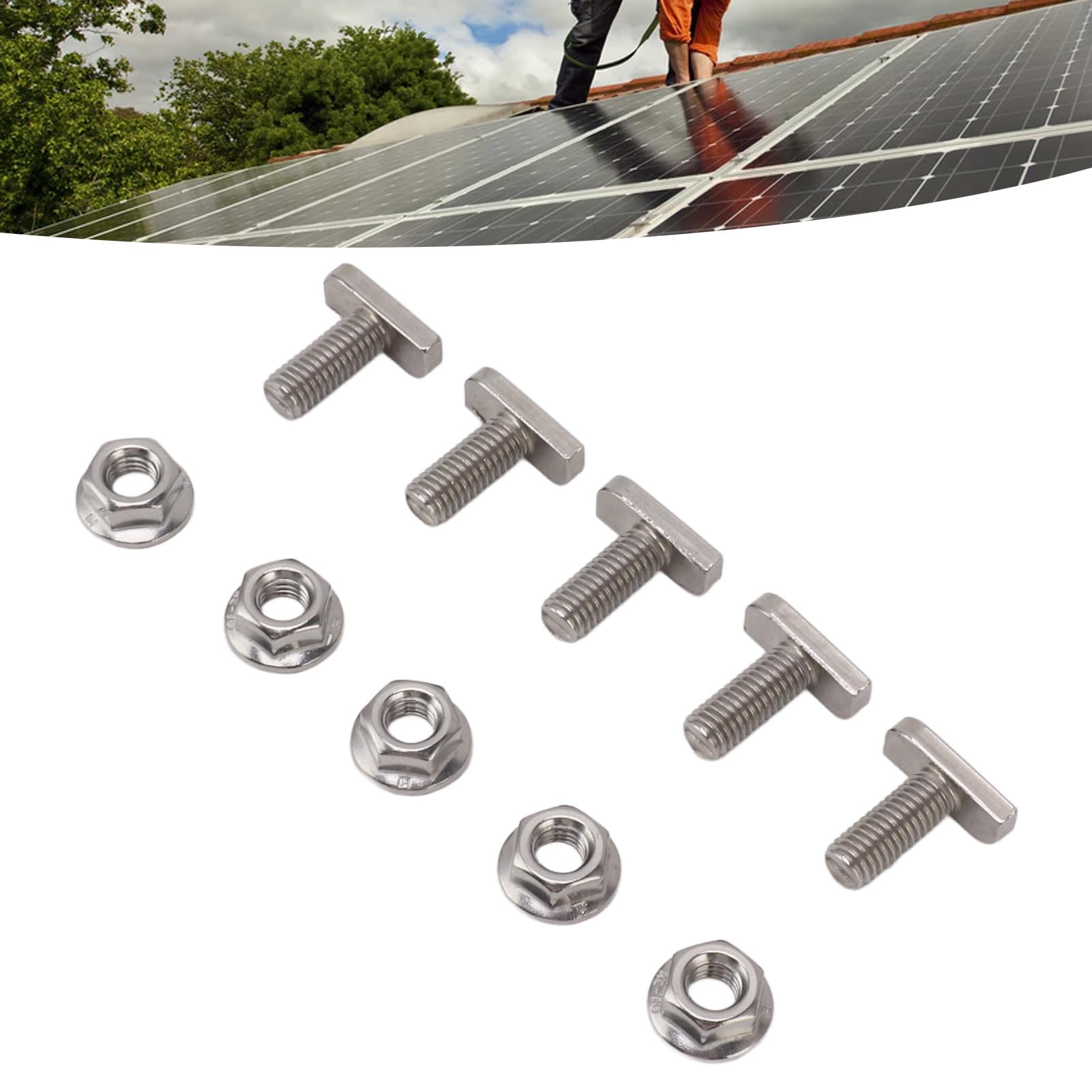 Set 15 Viti A Testa Martello M8x20mm In Acciaio Inox - Con Dadi Flangiati, Per Tralicci E Impianti Solari - Foto 9