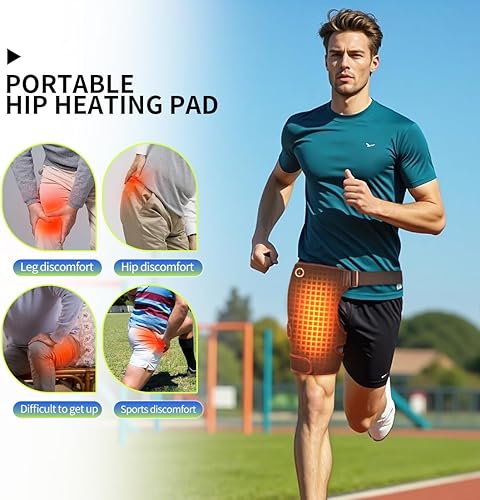 Miniatura 2 de Soporte calefactable para articulaciones de cadera con masajeador eléctrico de cadera ajustable, almohadilla térmica de muslo, soporte de