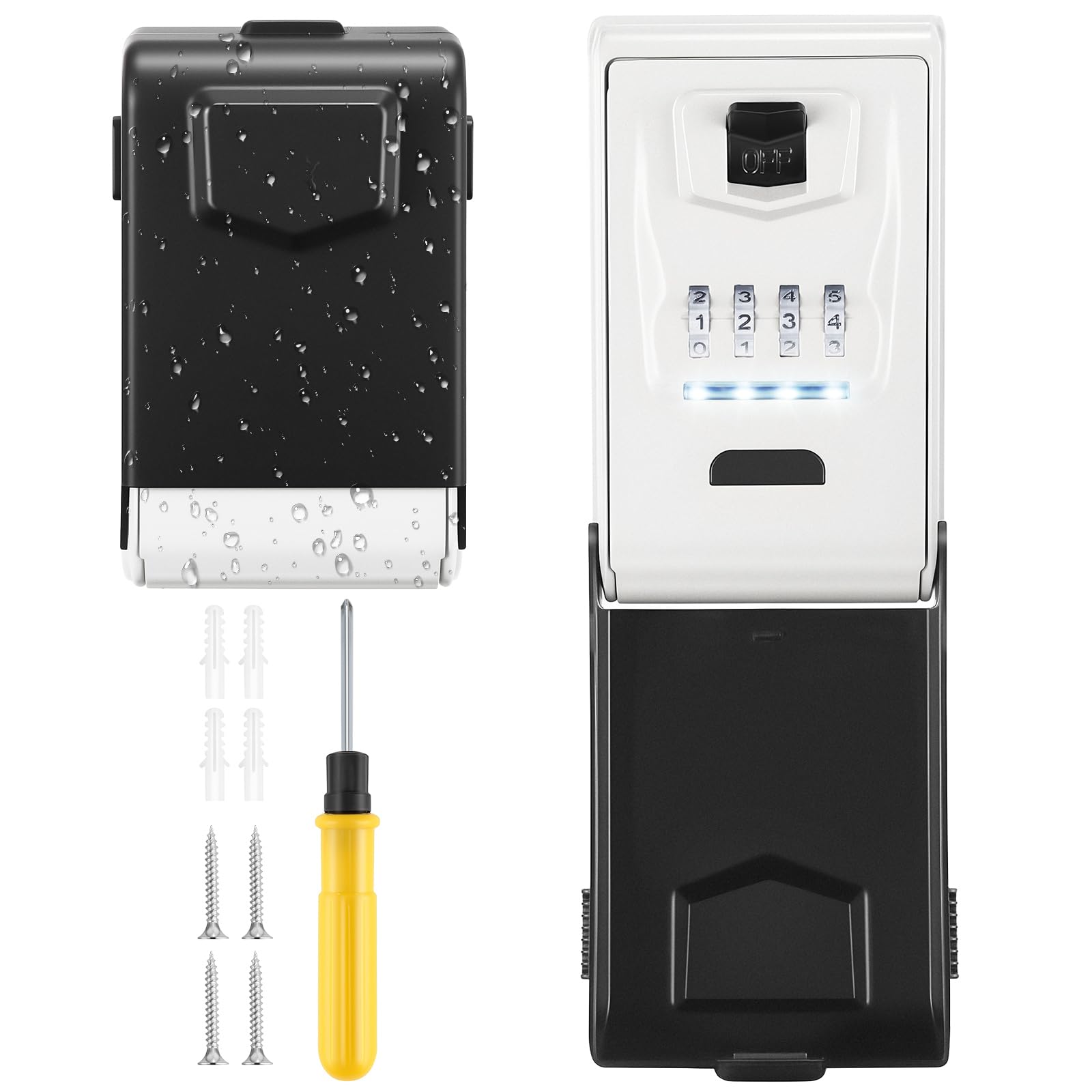 PAIRIER Key Safe with illuminated keypad, showing how the numbers light up for visibility in the dark.