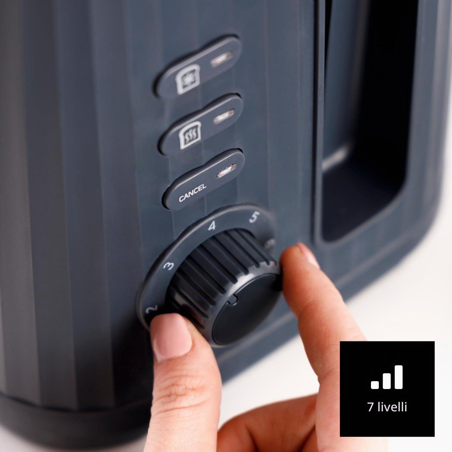 Taurus – Tostapane Jonic Toast 1150W | 7 livelli di tostatura | 3 funzioni | 2 fessure | Centratura automatica | Indicatore luminoso | Sollevamento extra | Avvolgicavo | Raccoglibriciole | Nero