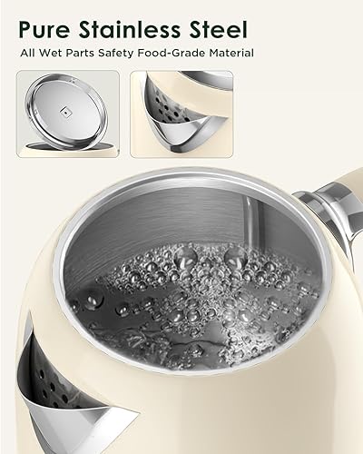 Miniatura 3 de Hervidor eléctrico de 1.8 L con medidor de temperatura, hervidor de té eléctrico de ebullición rápida de 1500 W, hervidor de agua caliente eléctrico