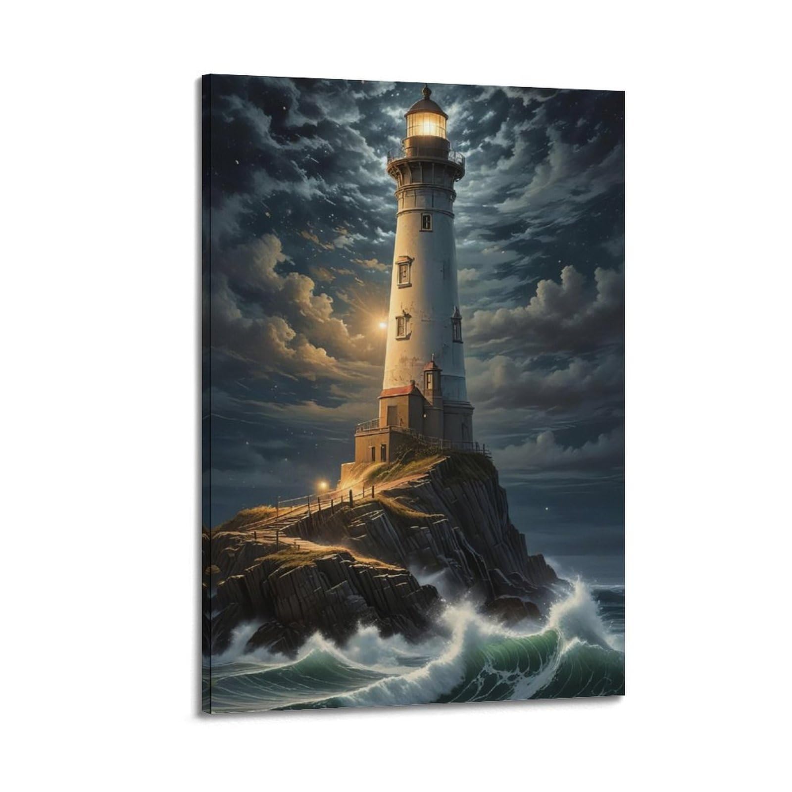 CXHJCA Lighthouse Poster Tempest's Steadfast Guard Poster Decorative Painting Canvas Wall Posters And Art Picture Print Modern Family Bedroom Decor Posters 12x18inch(30x45cm)