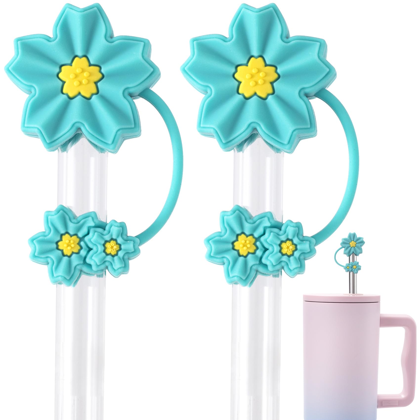 Teal Straw Toppers - Stylish Drinkware Accessories -1 Teal Straw Toppers - Stylish Drinkware Accessories -1