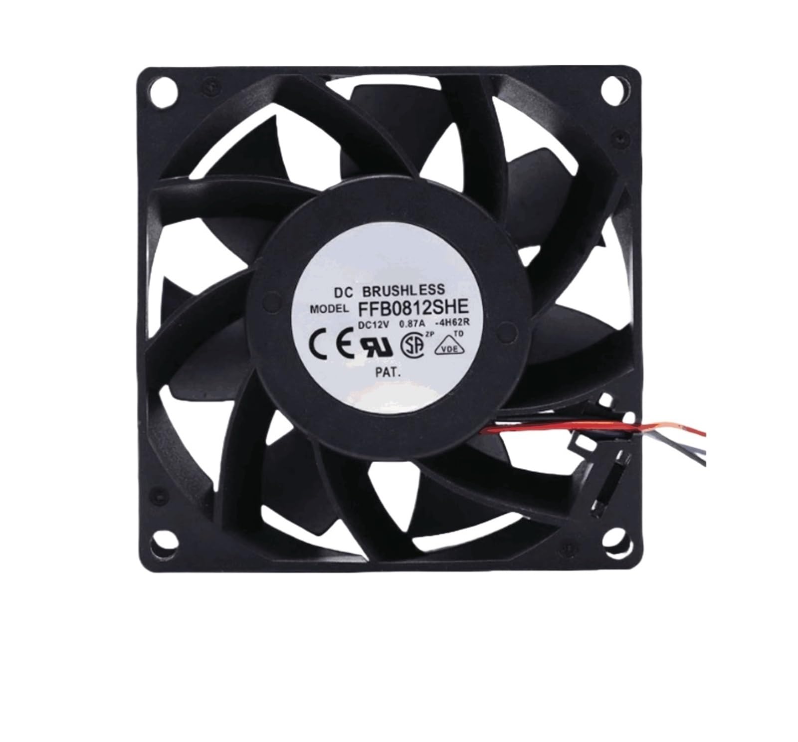 FFB0812SHE wentylator chłodzący z podwójnym łożyskiem kulkowym 12 V 0,87 A 8 cm 80 mm 2 przewody 8038 80 x 80 x 38 mm