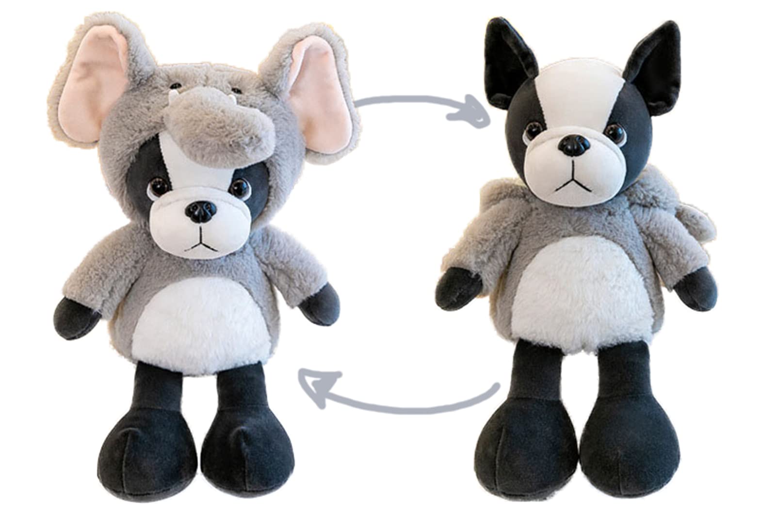 CASAGOODCute French Bulldog Stuffed Animal Cosplay as Gray Elephant Plush Toys Soft Bulldog Toy in Elephant Costume Great Dog 13 Inch