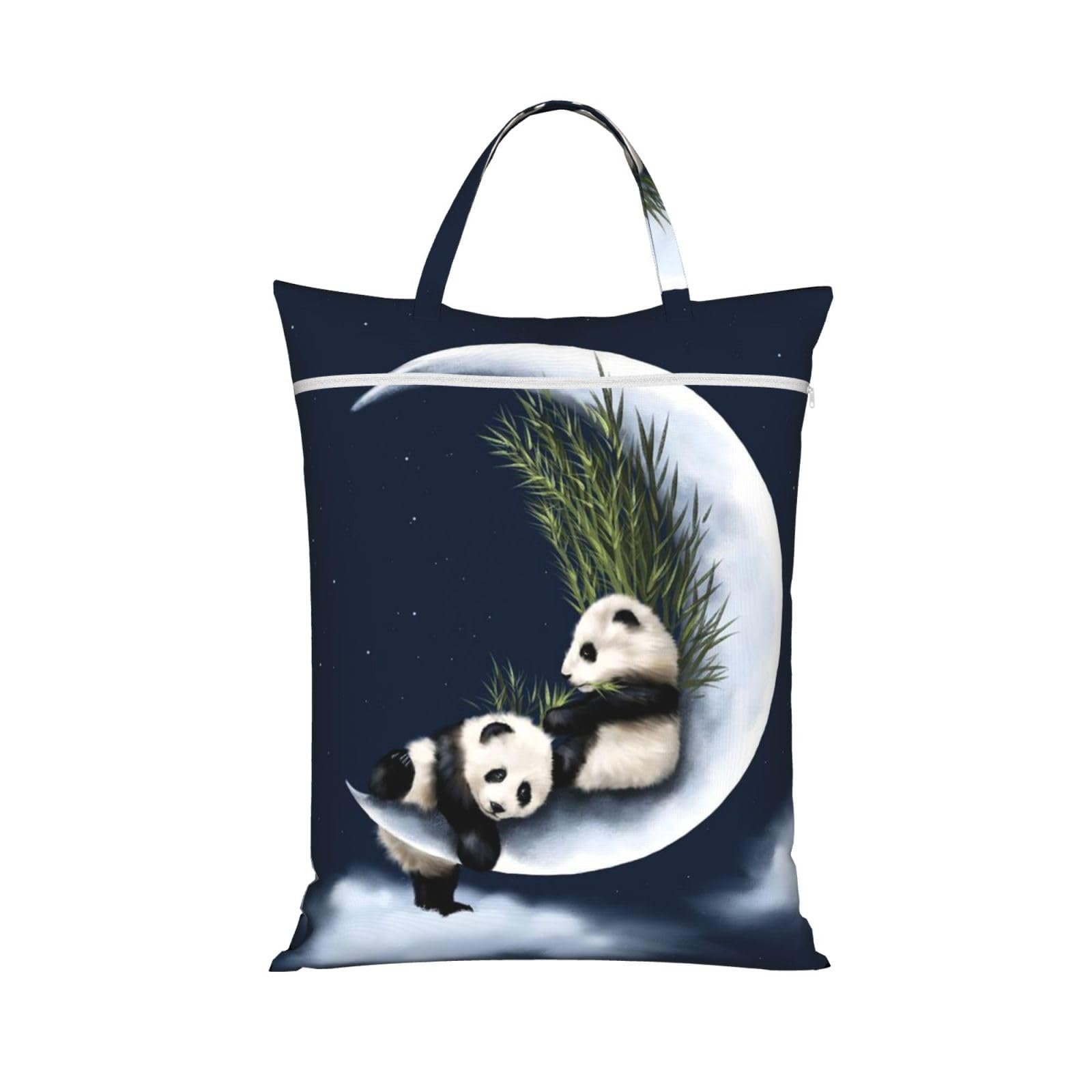 YFSGDLBN Panda and Moon printed Travel dirty laundry bag clothes pack Storage Basket Bag