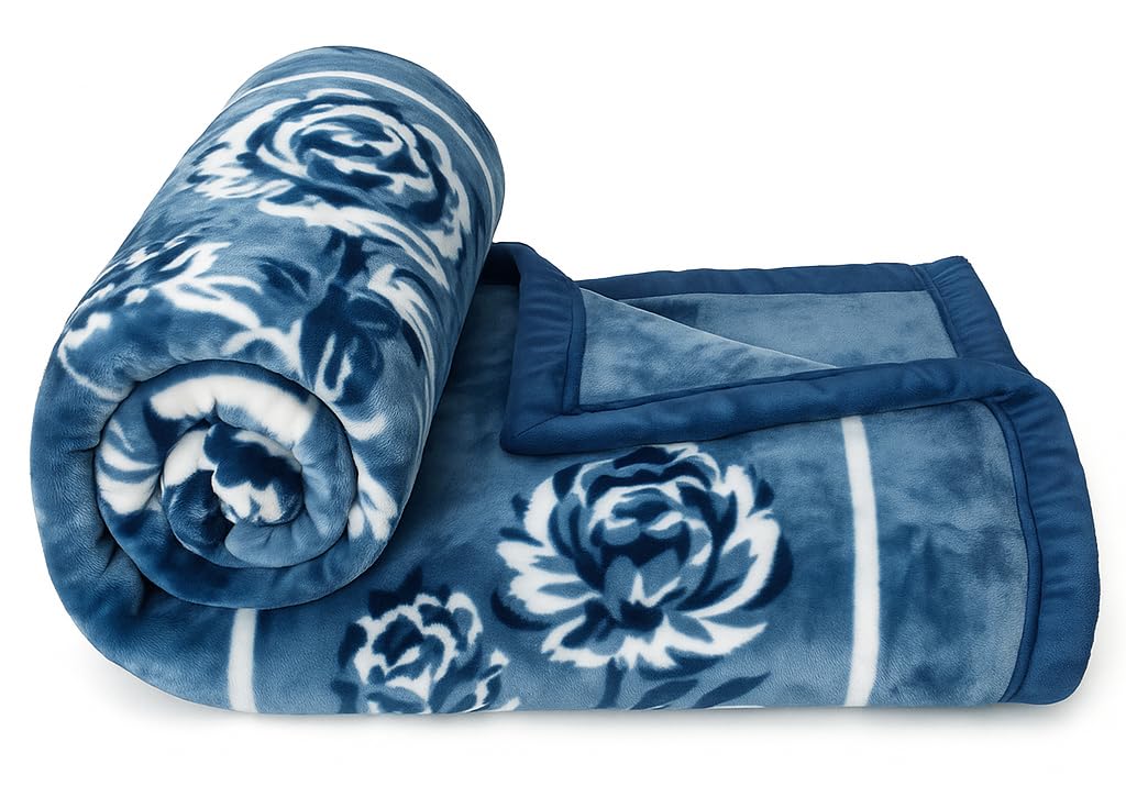 VAS COLLECTIONS Plush Fleece Mink Blanket | 2.5 Kg, 700 GSM | Ultra Soft, Warm & Luxurious Heavy Blanket for Single Bed (142×218 cm) (Sky Blue)-image-43