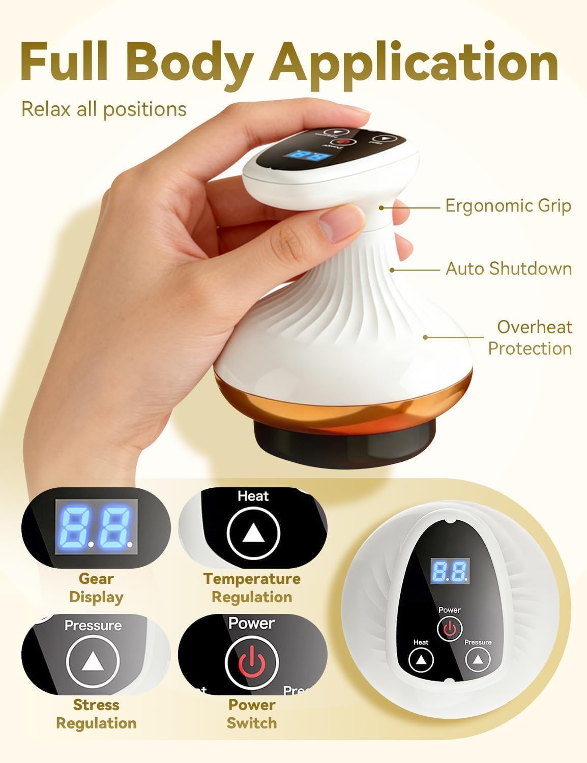 Massaggiatore Anticellulite Vacuum, Massaggiatore 4 in 1 Contro Cellulite,Ideale per Schiena, Gambe e Addome (6livello)