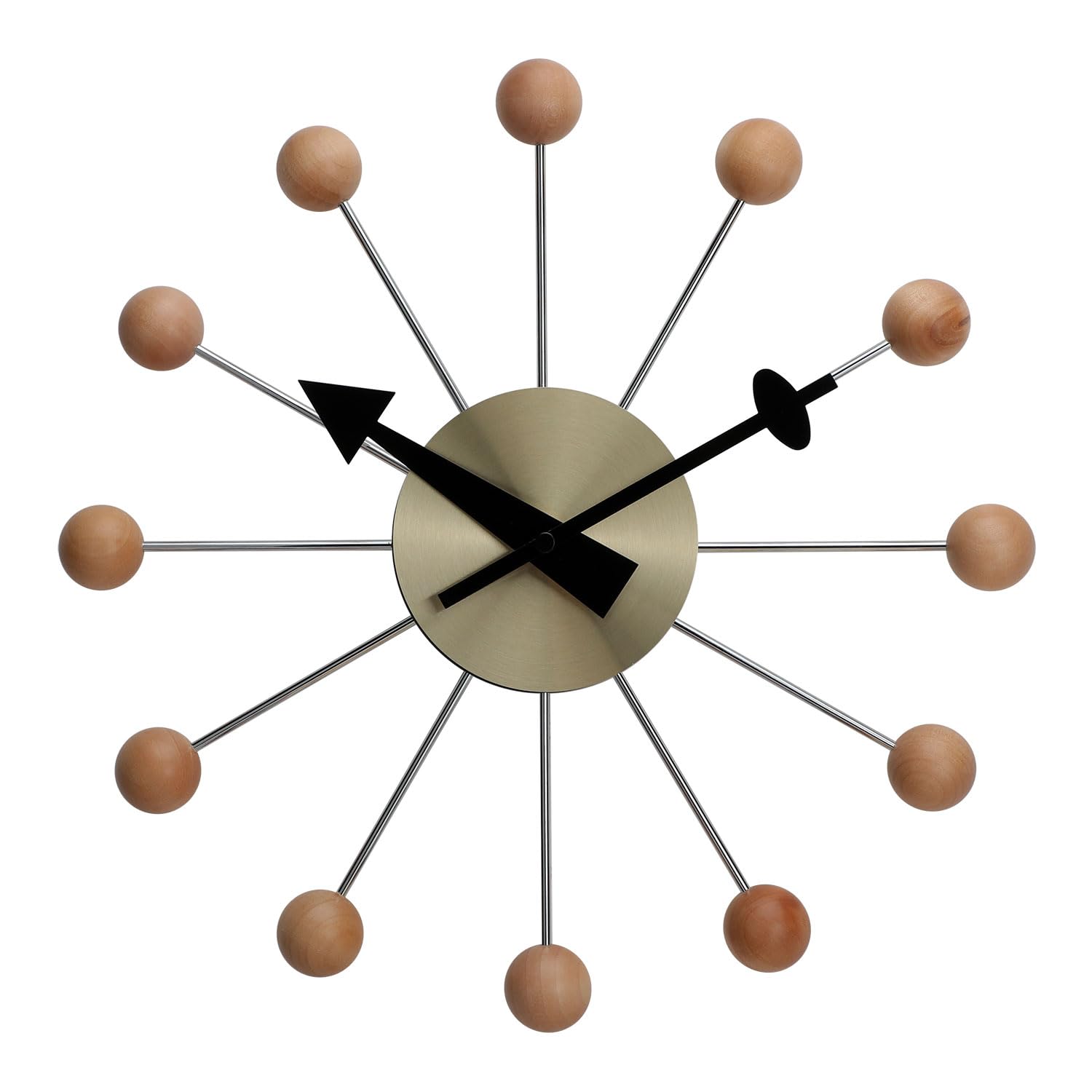 NUOVO 13 Inch Wood Ball Wall Clock