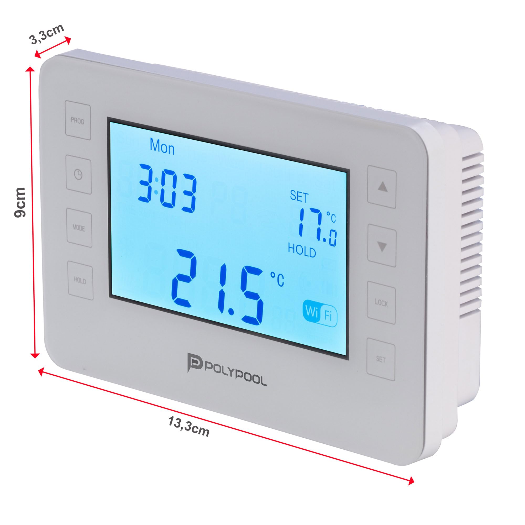 Poly Pool PP1471 Digitaler Thermostat, Smart, WLAN, programmierbar, LCD-Display mit 6 Programmierungen, Fernbedienung, kompatibel mit Alexa, Google Home über Smart Life App