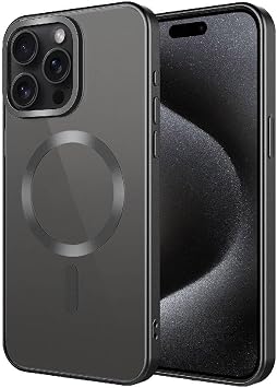 Zore Apple için uyumlu iPhone 15 Pro Kılıf Mat Tasarımlı M-safe Wireless Şarj Özellikli Zore Mat Setro Kapak Siyah