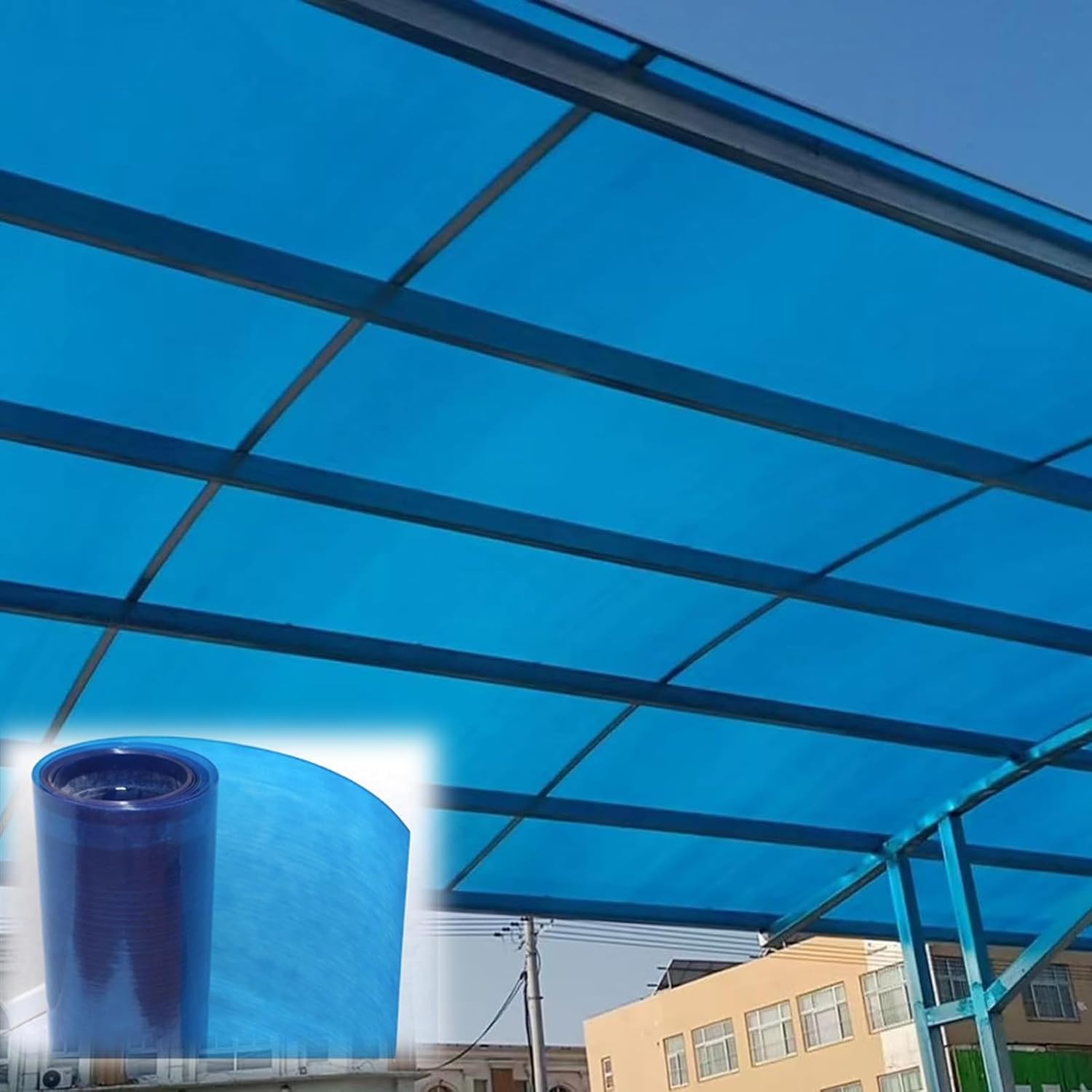 Polycarbonate Roof Panel,Blue Glassfiber Panel,Insulation Greenhouse Sheets,Multi-Purpose,Shock Resistant,FRP Replacement Sheet,for Greenhouses,Sheds,Carports,Huts,Kennels (0.6x4m(2x13.1ft))