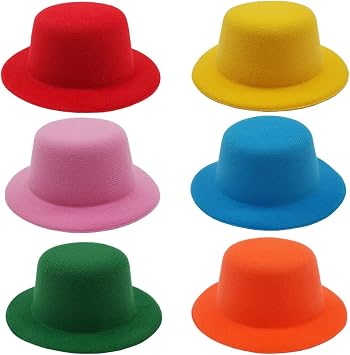 6 Colors Mini Formal Hats Miniature Hats Hat for DIY Crafts Hair Accessories Decorate5.1"/13cm