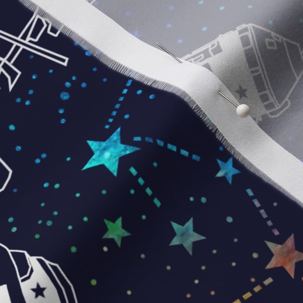 Spoonflower Fabric - Moon Stars Constellations Watercolor Science Space Printed on Organic Cotton Sateen Fabric by The Yard - Sewing Quilting Apparel Home Decor