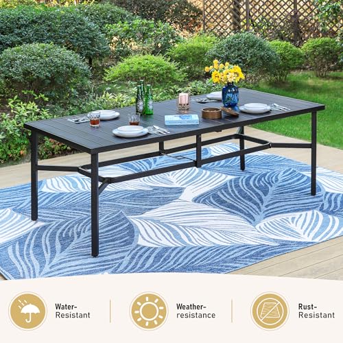 Image of SUNSHINE VALLEY 9pc Patio Dining Set, 83 inch Metal Table & 8 Red Chairs
