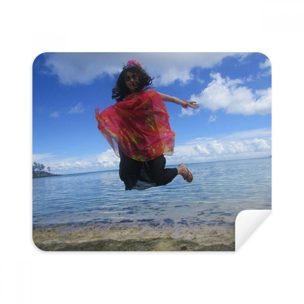 DIYthinker Beach Wave Ellie Yao Sea Jump Blue Sky Cleaning Cloth Screen Cleaner 2pcs Suede Fabric