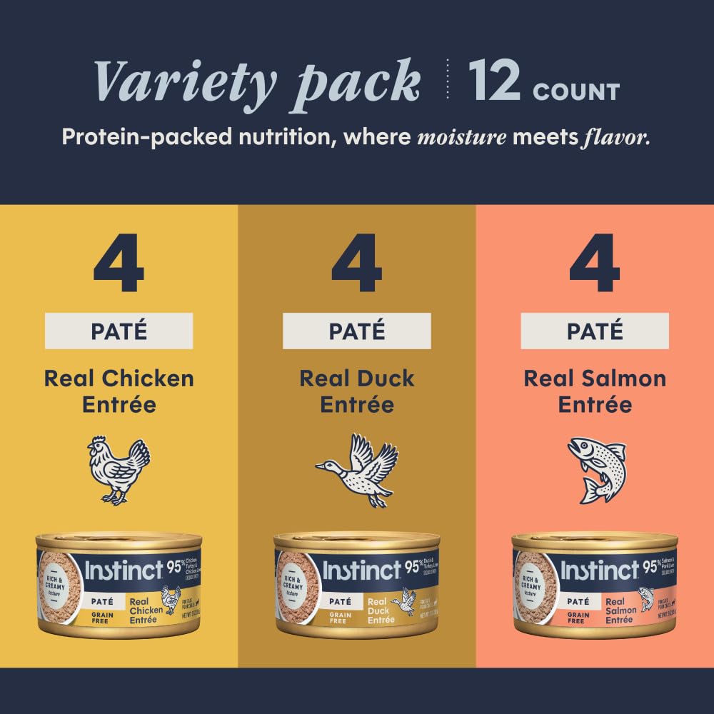 Instinct Original Grain Free Recipe Variety Pack Natural Wet Canned Cat Food by Nature's Variety, 3 oz. Cans (Pack of 12)
