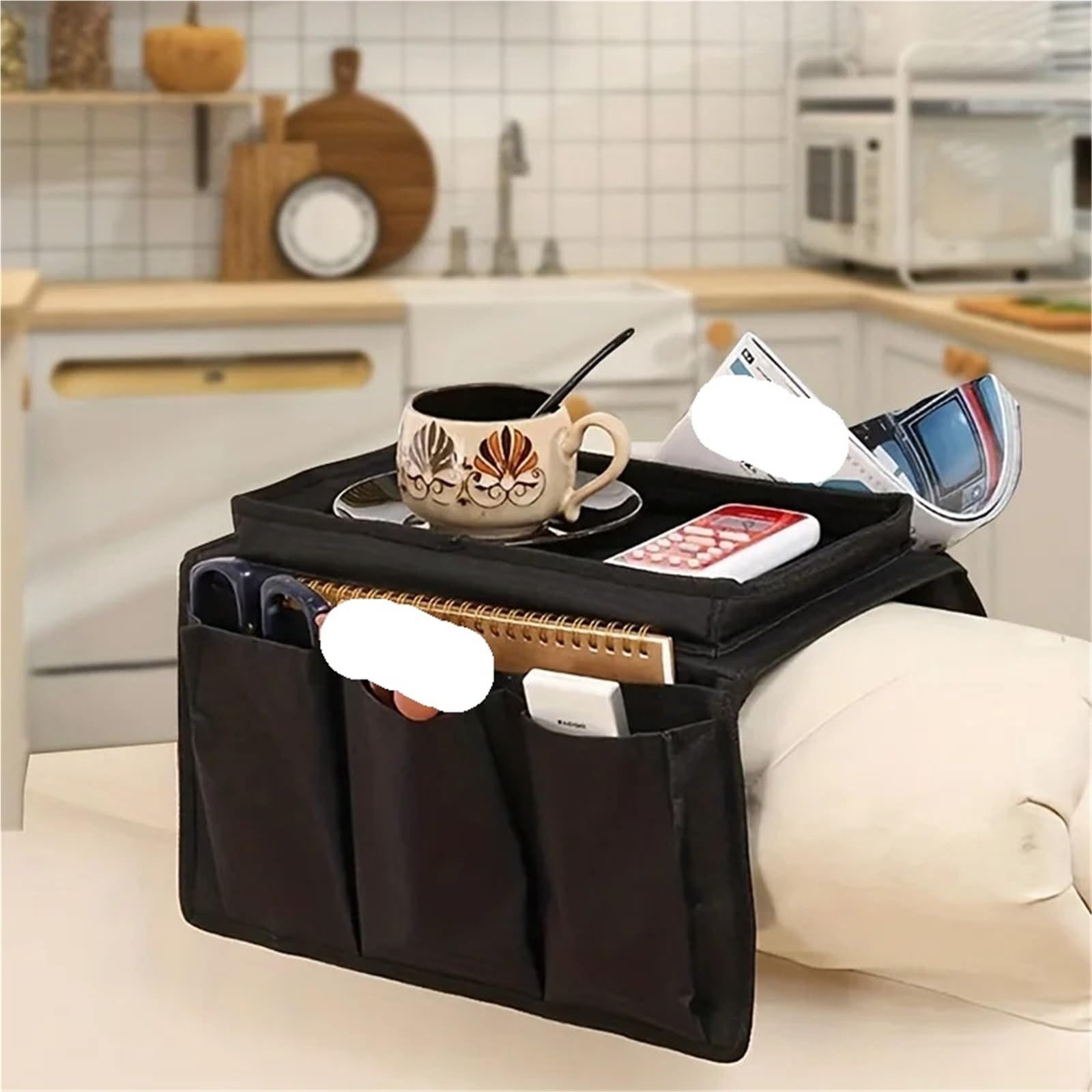 Organizador Antideslizante for reposabrazos de sofá, sillón Caddy, Almacenamiento for cabecera Cama, Bolsillo for TV, Soporte Remoto, Bolsa for, teléfono móvil para Sofá(Gray)