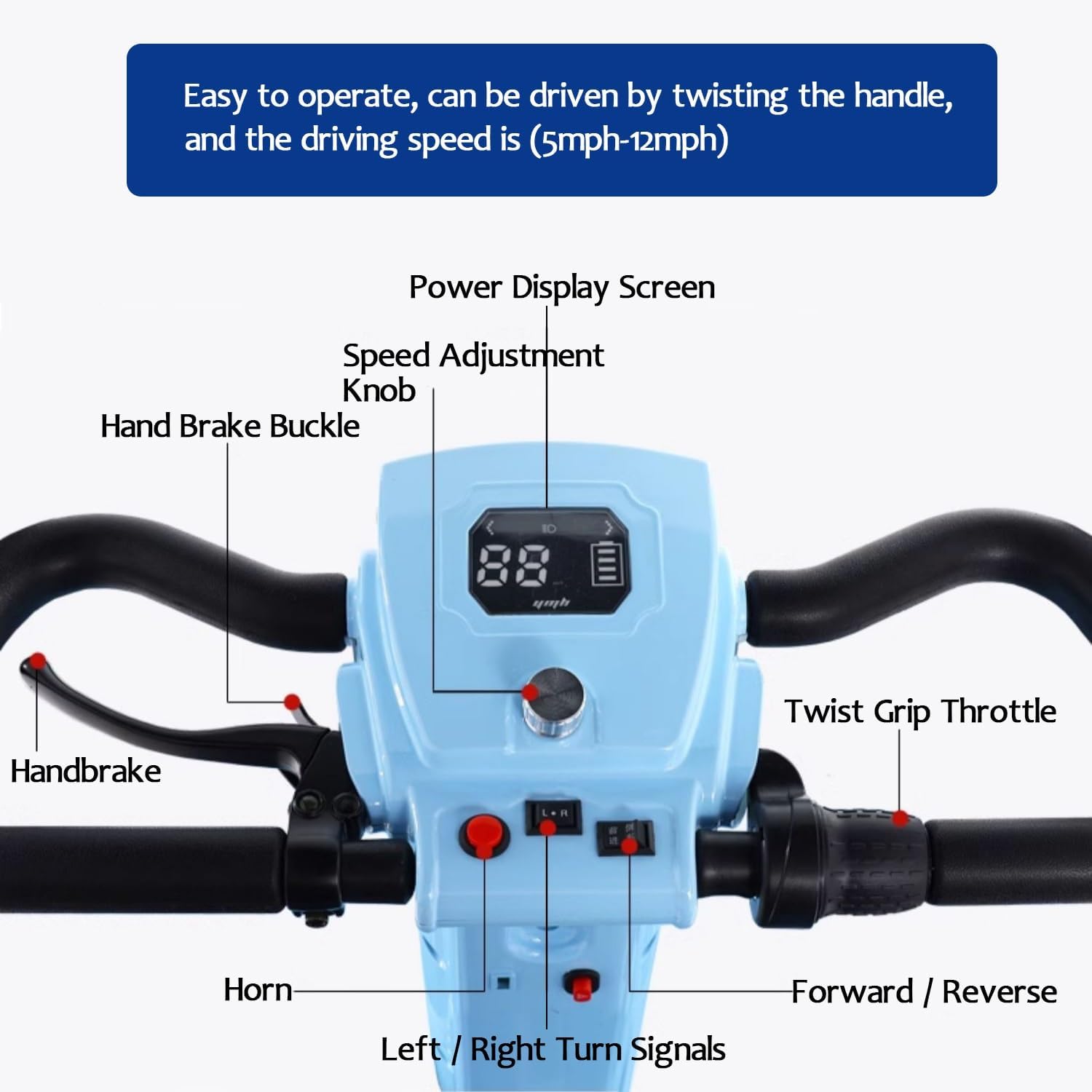 4 Passenger Mobility Scooter, Electric Golf Cart for Adults, 650W Differential Motor, Perfect for Golf Hunting Scenic Spots Hotels Beaches Schools and Farms
