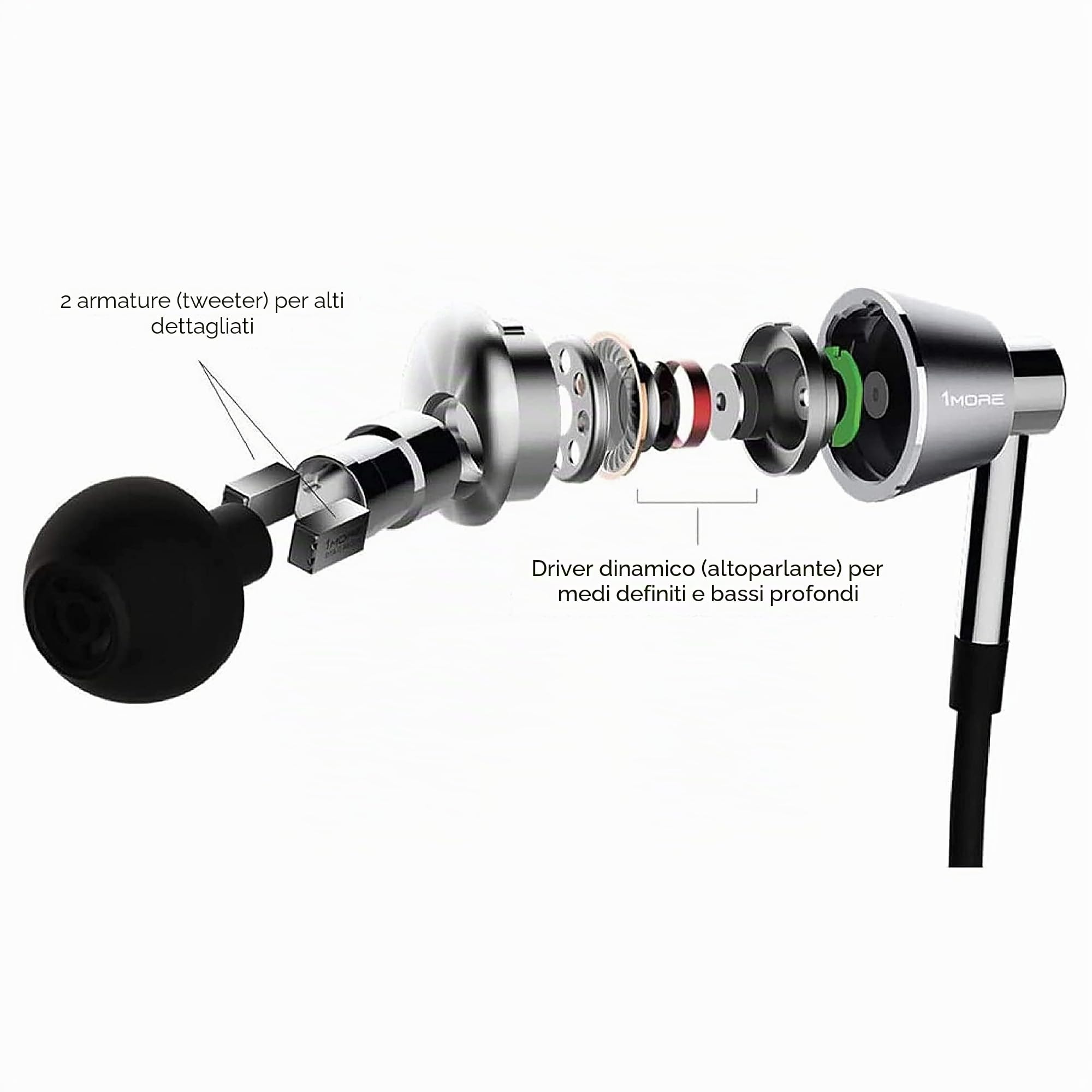 1More - E1001-SILVER -Triple Driver In Ear Headphones Silver
