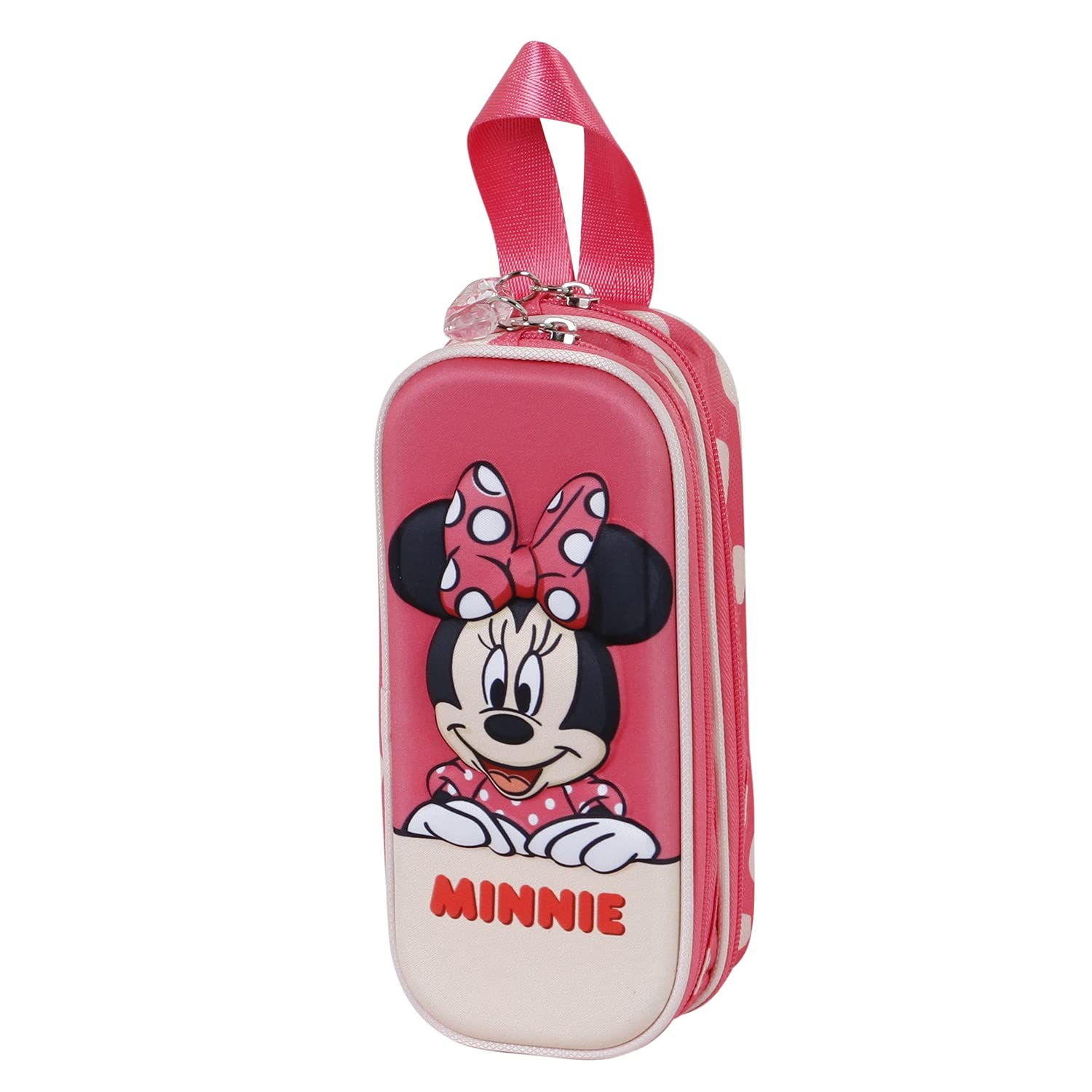 Minnie Mouse Bobblehead-3D Double Pencil Case, Pink, 22 x 9.5 cm