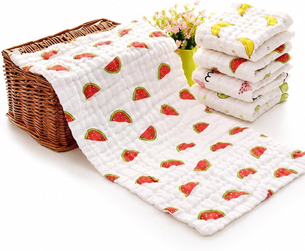 MOM CARE Muslin Burp Cloth for Baby | 6 Layer Soft Cotton Burping Cloth for Newborn Baby | Reusable Baby Towels, Washcloth, Hanky & Feeding Wipe for Infants Toddlers Pack of 5