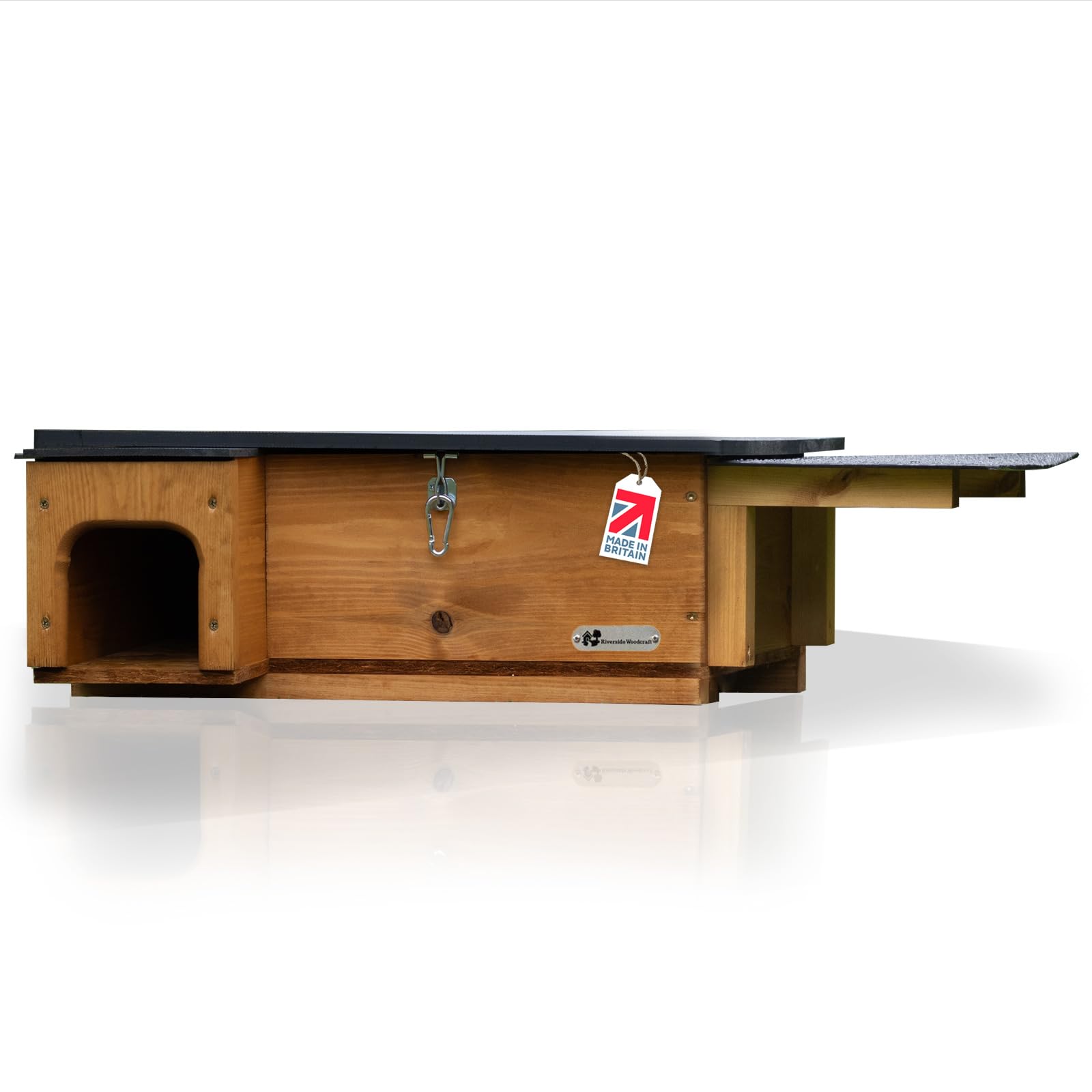 Riverside Woodcraft Hedgehog House Golden Brown c/w feeder attachment With Anti Bacteria Coating