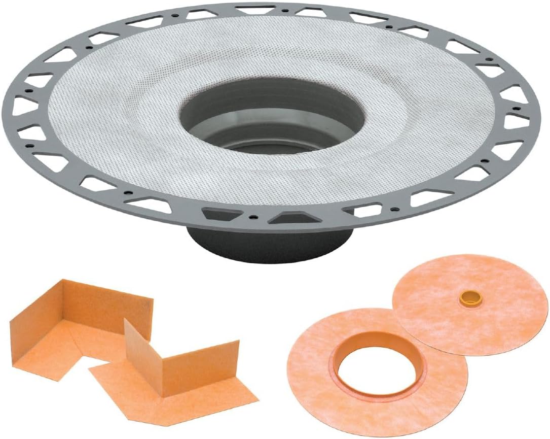 Schluter Kerdi-Drain PVC Shower Flange Kit with Preformed Waterproofing Corners - Ideal for New and Renovation Projects - 2" Outlet, Easy Installation - KD2FLKPVC