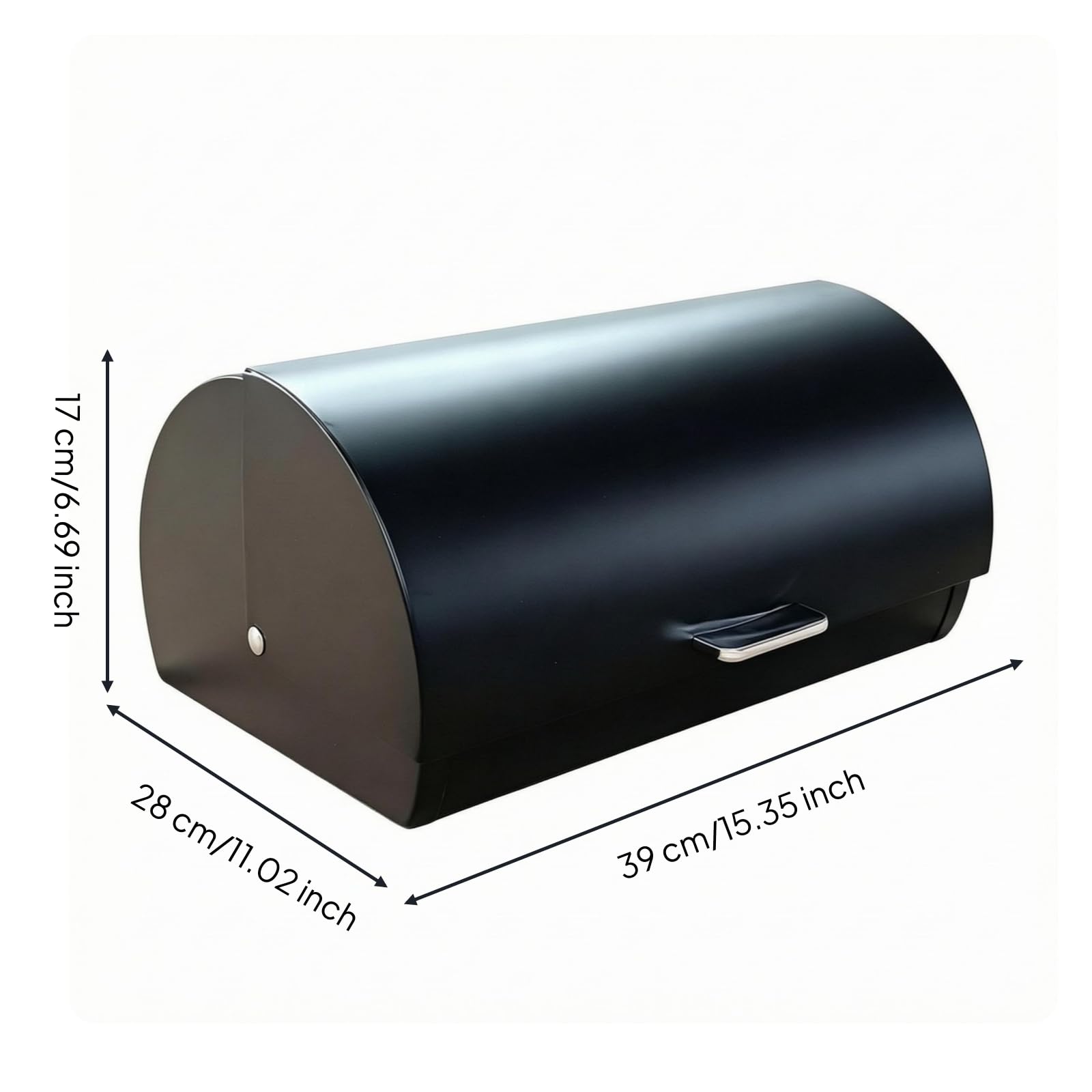 Gralara Acero Inoxidable Contenedor Cocina Recipiente Organizador Tapa Enrollable Mango Frontal Base Rectangular Estable Adecuada para Encimera Hogar y Almacenamiento Diario, Negro