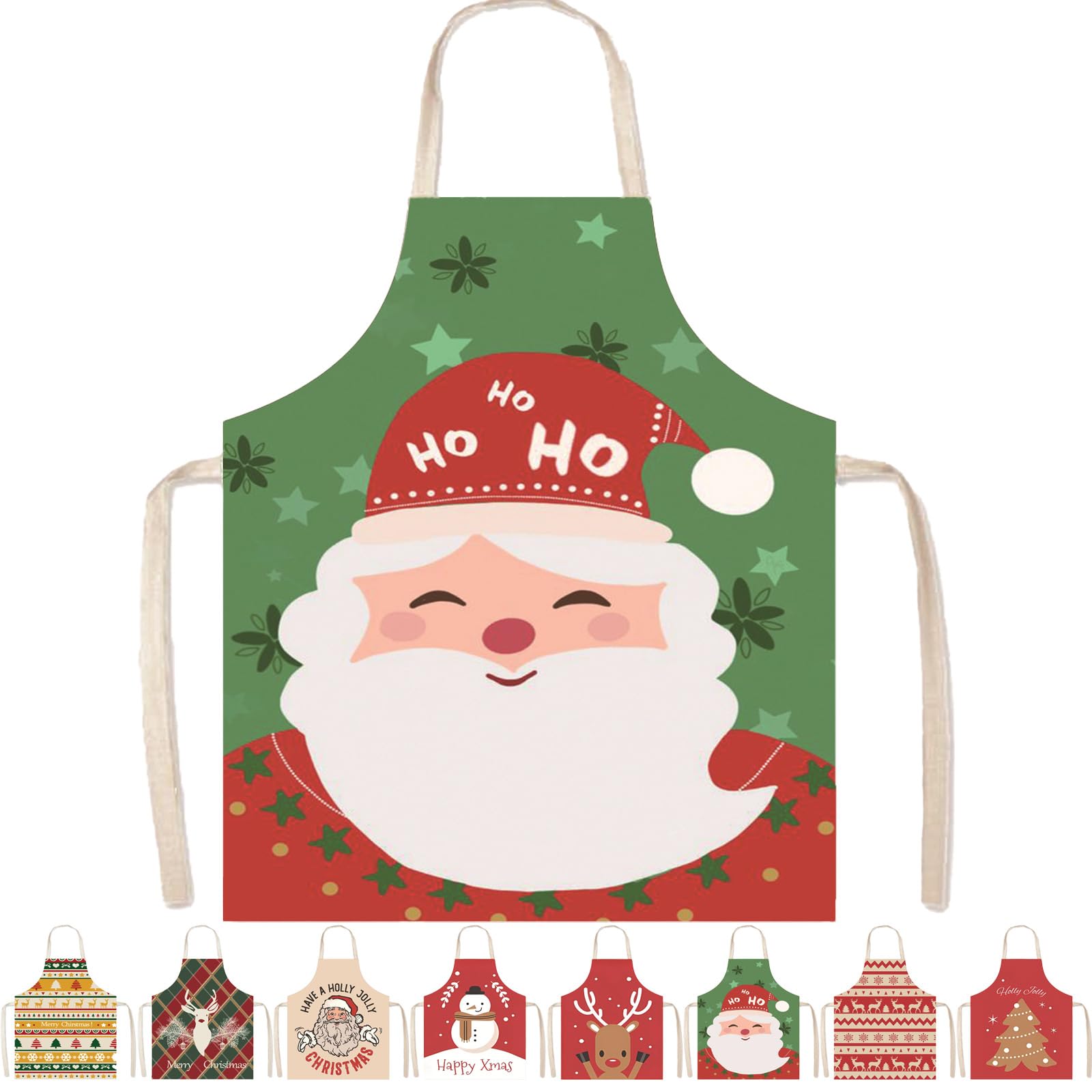Delantal de Navidad, 65 x 75 cm, delantal de cocina de dibujos animados de Navidad para mujeres y hombres, delantales de Navidad ajustables impermeables, regalo de decoración de cocina de