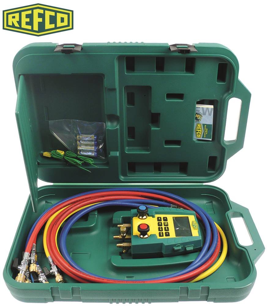 REFCO DIGIMON-SE-3-PLUS-CA Monteurhilfe Anschluss 1/4'SAE 2-Wege psi/bar/MPa/kPa für 49 Kältemittel 1 4 x Batterie 1,5V AA