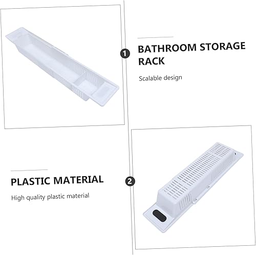 Miniatura 4 de Housoutil Estante de bañera ajustable para tableta, soporte de juguete para bañera, bandeja de almacenamiento para bañera, bandeja de almacenamiento
