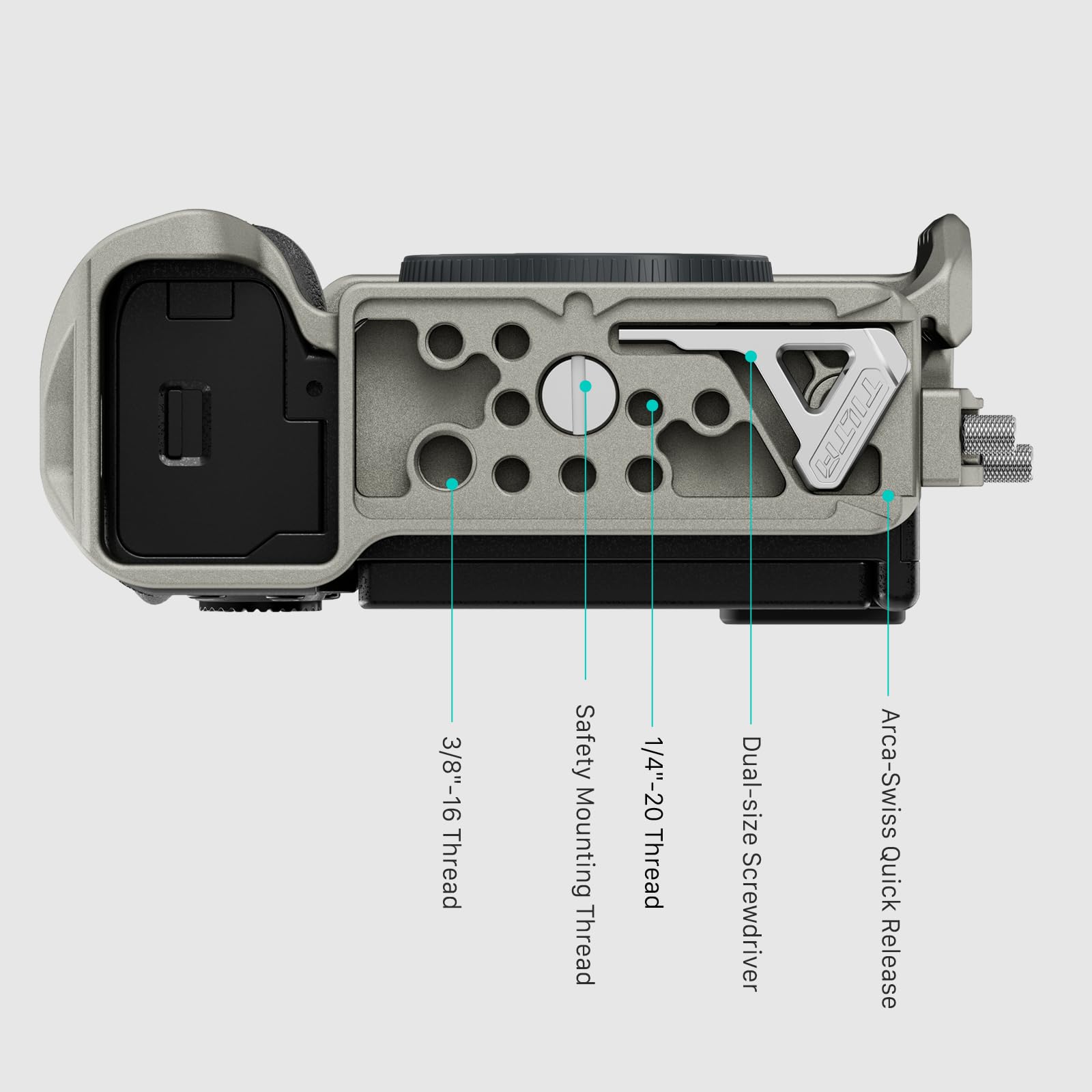 Tilta Mezza Gabbia per Sony a7C II/R con Morsetto Cavo HDMI, Grigio Titanio TA-T60-HCC-TG