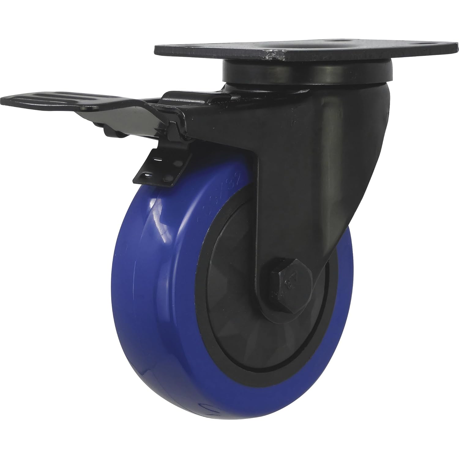 4in. Blue Diamond TPU Swivel Caster with Brake, 4-Pack, 300-Lb. Capacity, Plate Mount, Model# 3664