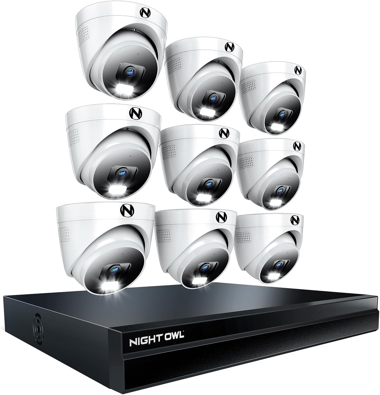Night Owl® 24 Channel 4K NVR Security System with 4TB Hard Drive, 9 Wired IP Dome Deterrence Cameras & 2-Way Audio