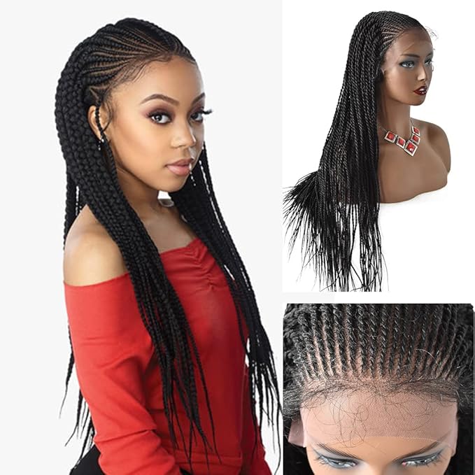 Lace Front Braided Wigs For Black Women 13"X4.75"Swiss