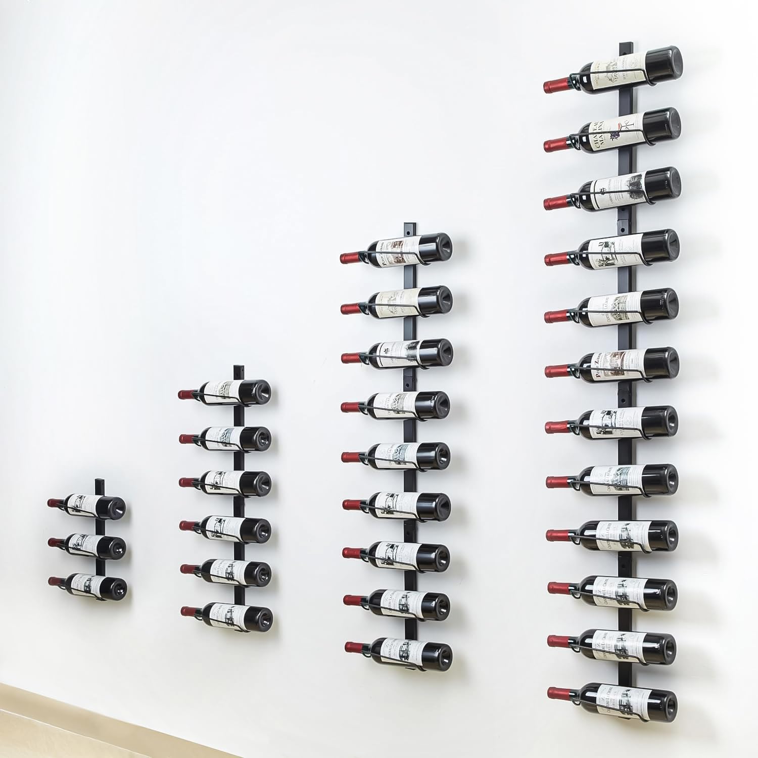 2 Pack 12 Bottle Wall Wine Rack for 24 Wine Bottles, DIY Detachable Wall Mount Wine Rack, Wine Storage Organizer Display Holder Used As One or Four, for Dining Room, Wine Cellar, wine lover gift