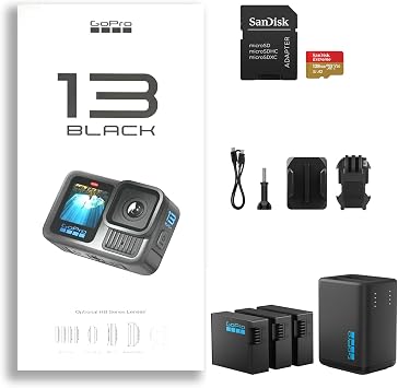 GoPro HERO13 Waterproof Action Camera Black, 2 GoPro Enduro Battery, Kit