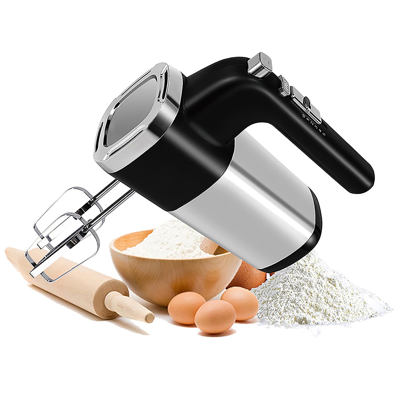 Batidor De Huevos Eléctrico, Batidora De Huevos Inalámbrica Con Ganchos Para Batir, Potente Motor De CC De 500 W Y 5 Velocidades De Engranaje Ajustables, Para Batir Alimentos, Batidora Pasteles