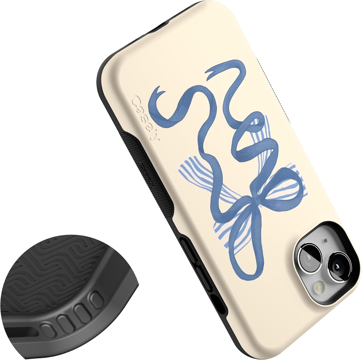 Casely iPhone 13 Case | Heartstrings | Blue Bow | Bold Protective Design | Compatible with MagSafe