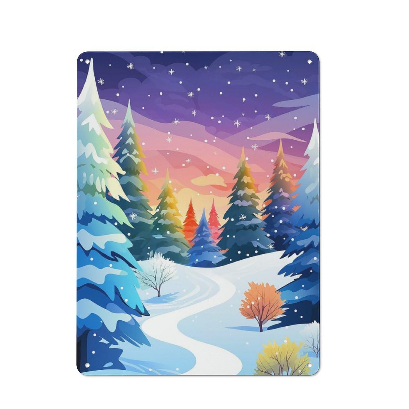 Junmoney Colorful Winter Fantasy Metal Wall Sign 40X30cm Featuring For Home Bar Wall, Housewarming Present For People Styling Home Bar