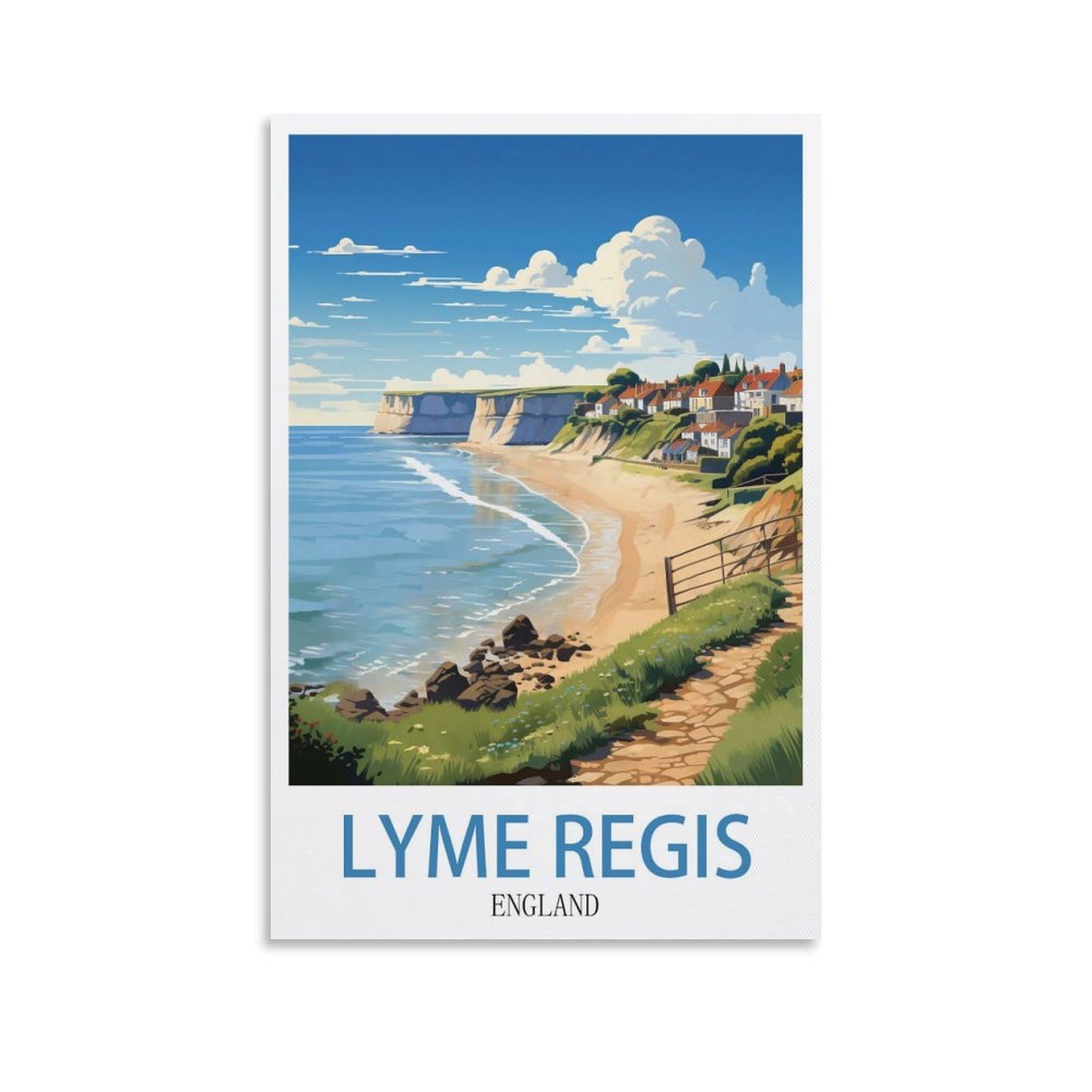 EZMLFA Diamond Painting Art Kits,Lyme Regis England,5D Diamond Painting Kit for Adults Beginners, DIY Full Round Drill Gem Art Kits for Home Decor 50x60cm