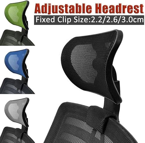 Chair Headrest Pillow Attachment Office Chair Mesh Head Rest Black Mesh Nylon Frame Head Support Cushion Clip Universal Adjustable Angle Head Elastic Pillow,Headrest Only (Black, 2.2 Fixing Clips) #TOP1
