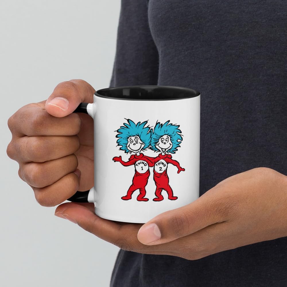 Dr. Seuss The Cat in the Hat Thing 1 & 2 Two-tone Mug - White 11oz (325ml) Ceramic Coffee & Tea Mug - Fun Collectible Gift, Officially Licensed