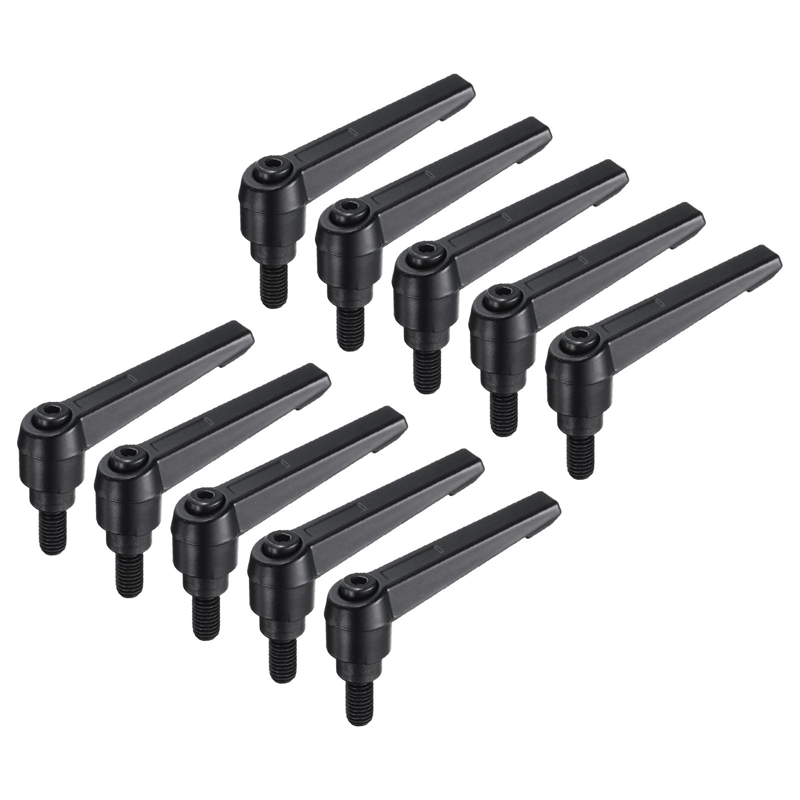 QUARKZMAN 10 Piezas Palancas Ajustables M8 X 16mm Rosca Métrica Macho, Palancas De Sujeción Niveladora Perillas De Vástago Manijas Giratorias Tornillos Con varilla De Bloqueo, Negro